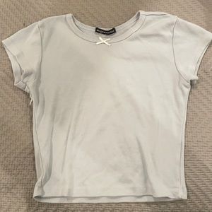 brandy melville baby blue ashlyn top w/ white bow